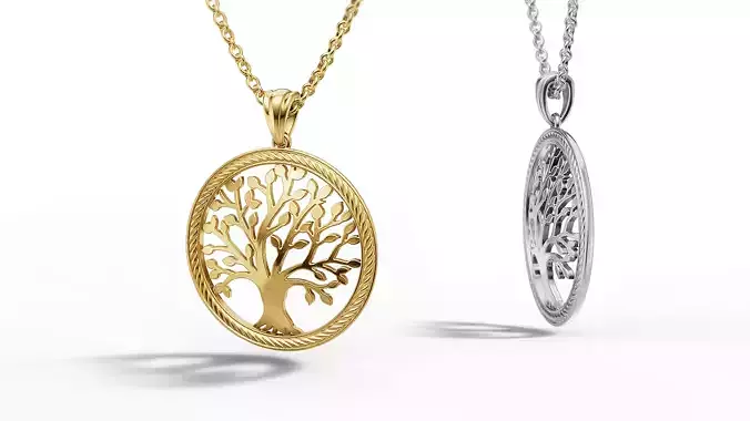 25mm Pendant Tree of Life Round Necklace 3dmodel