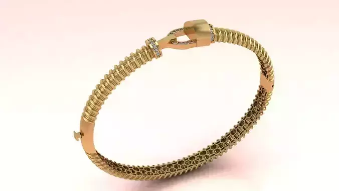 Signature Link Cuff Bangle bracelet 3D model - for Her