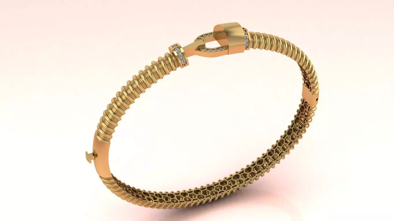 Signature Link Cuff Bangle bracelet 3D model - for Her 3D print model