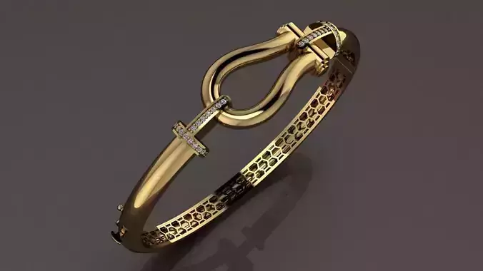 Pave Knot Bangle Bracelet 3D model - for Her