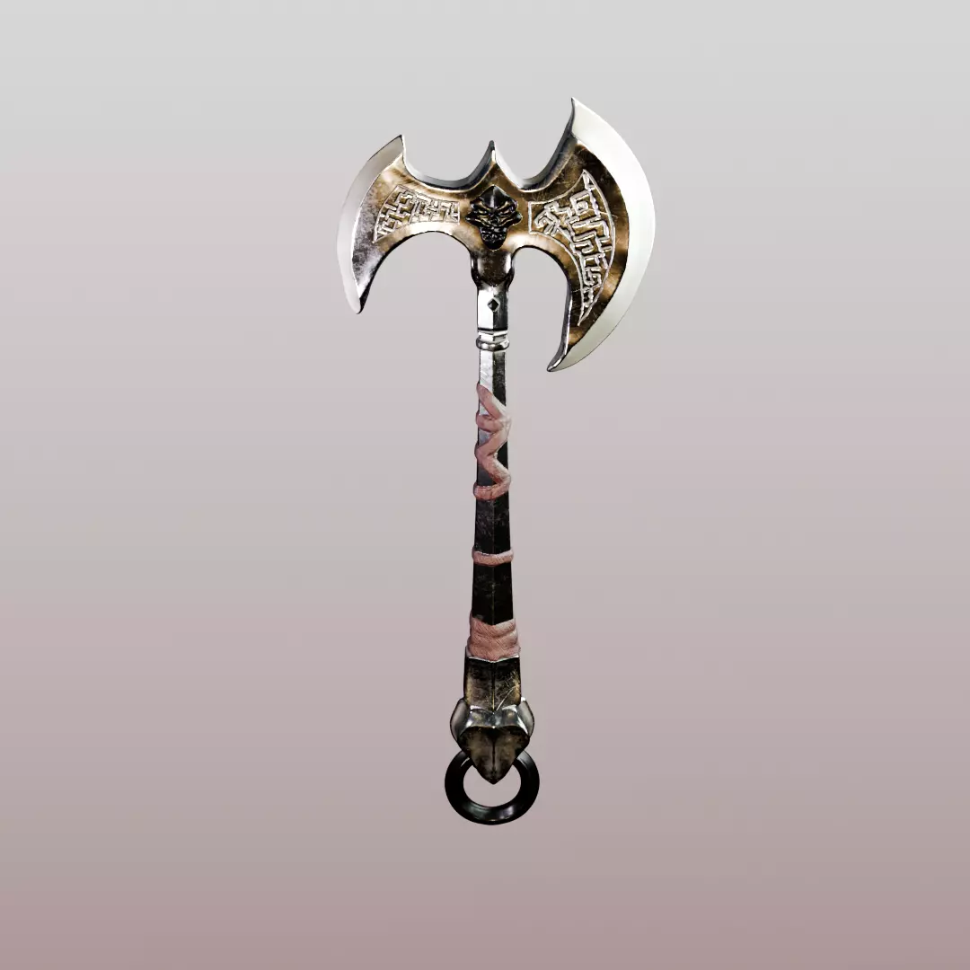 Double Bladed Axe 3D model_1