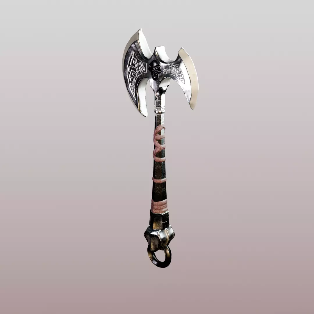 Double Bladed Axe 3D model_4