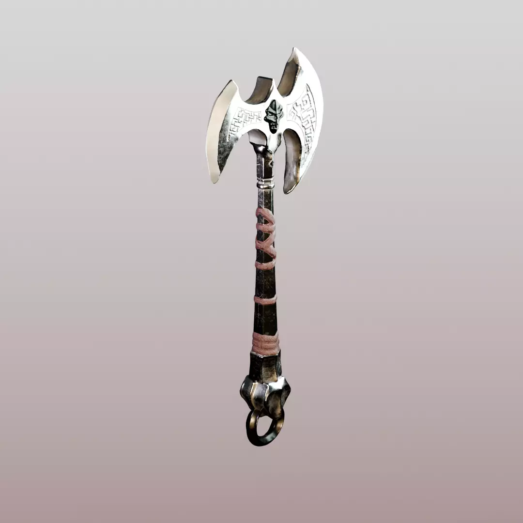 Double Bladed Axe 3D model_2