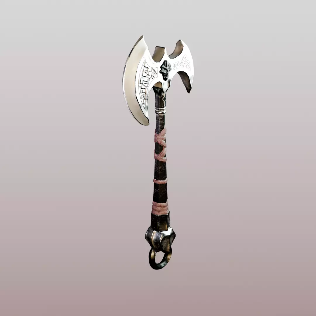 Double Bladed Axe 3D model_6