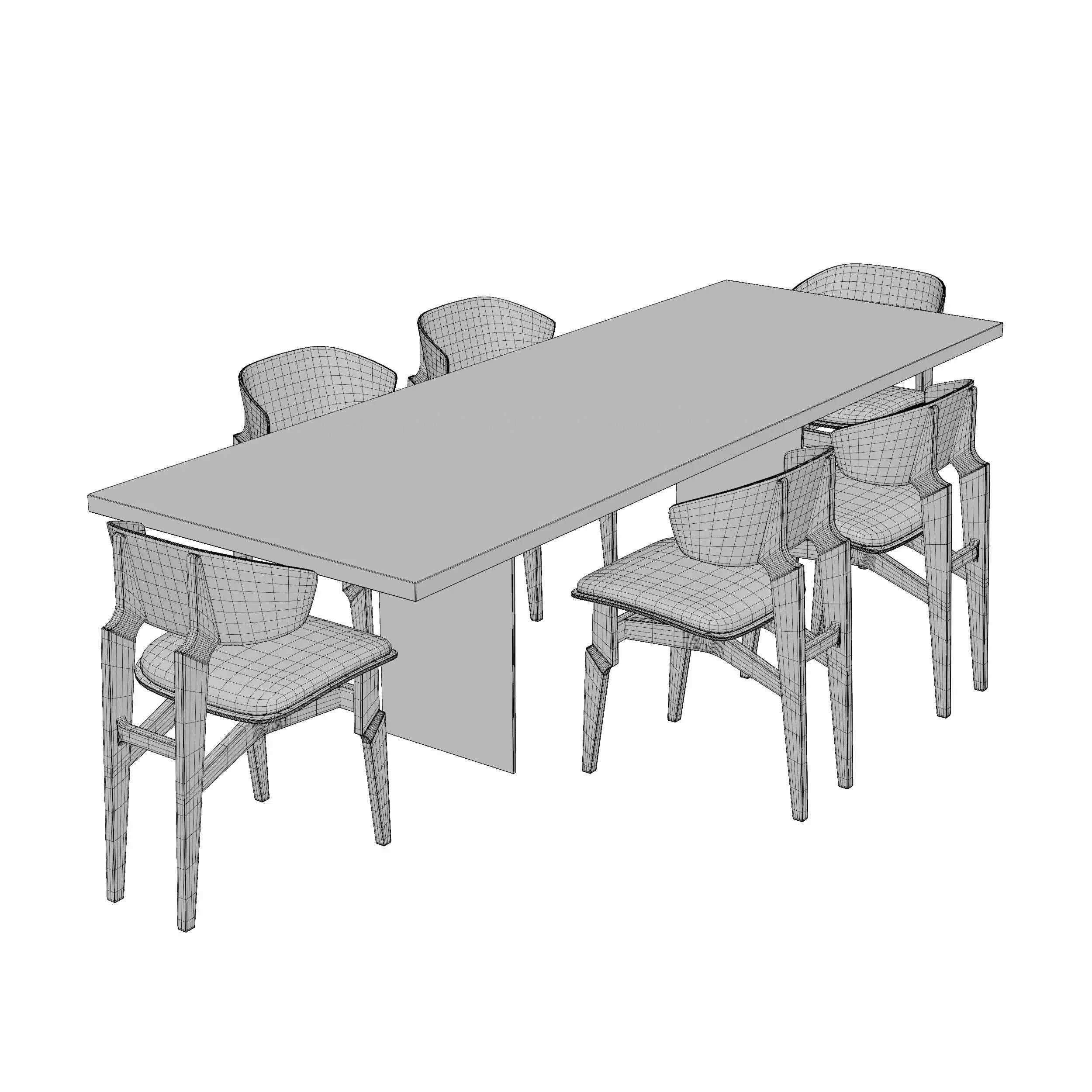 Dining set with table and chair 3D model_6