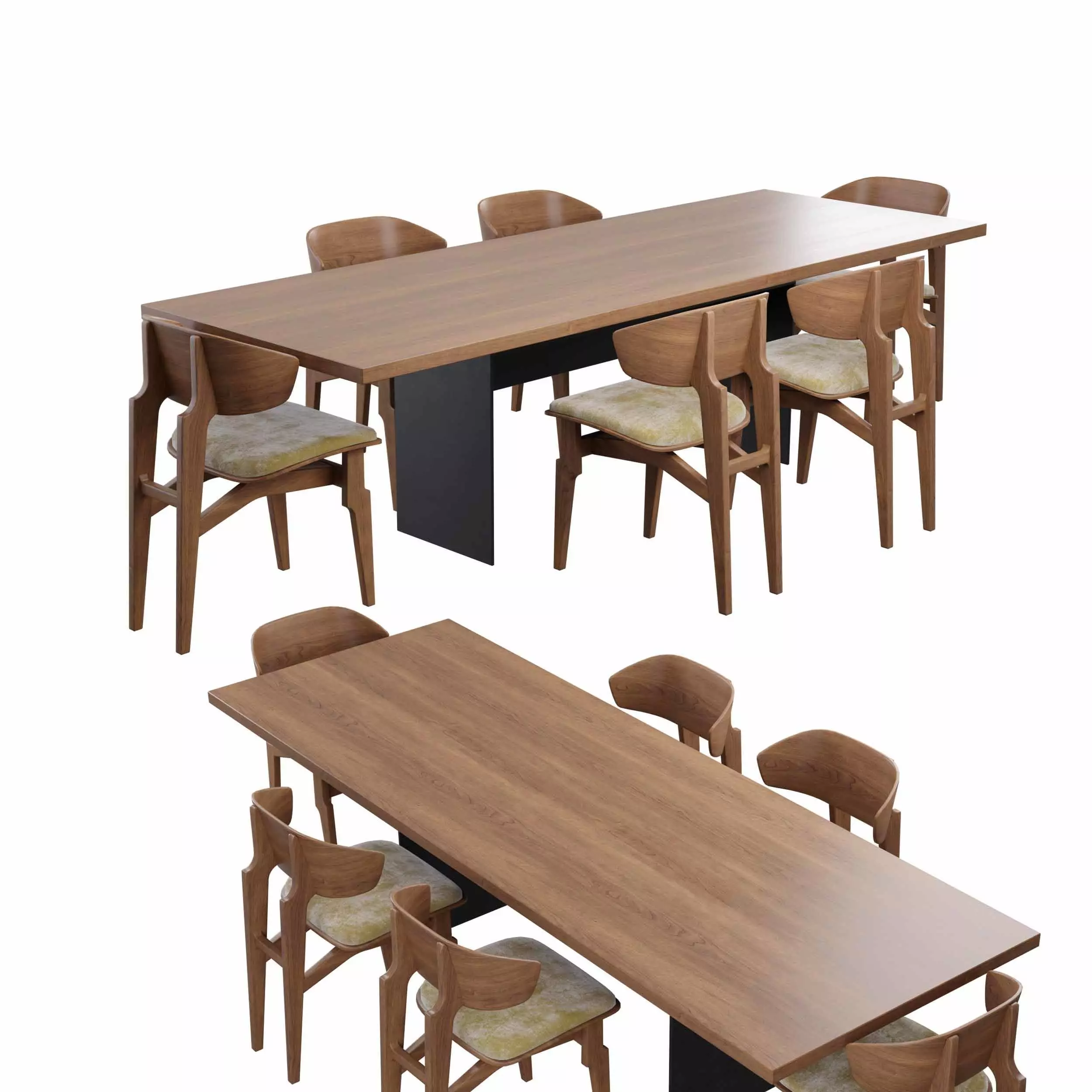 Dining set with table and chair 3D model_0