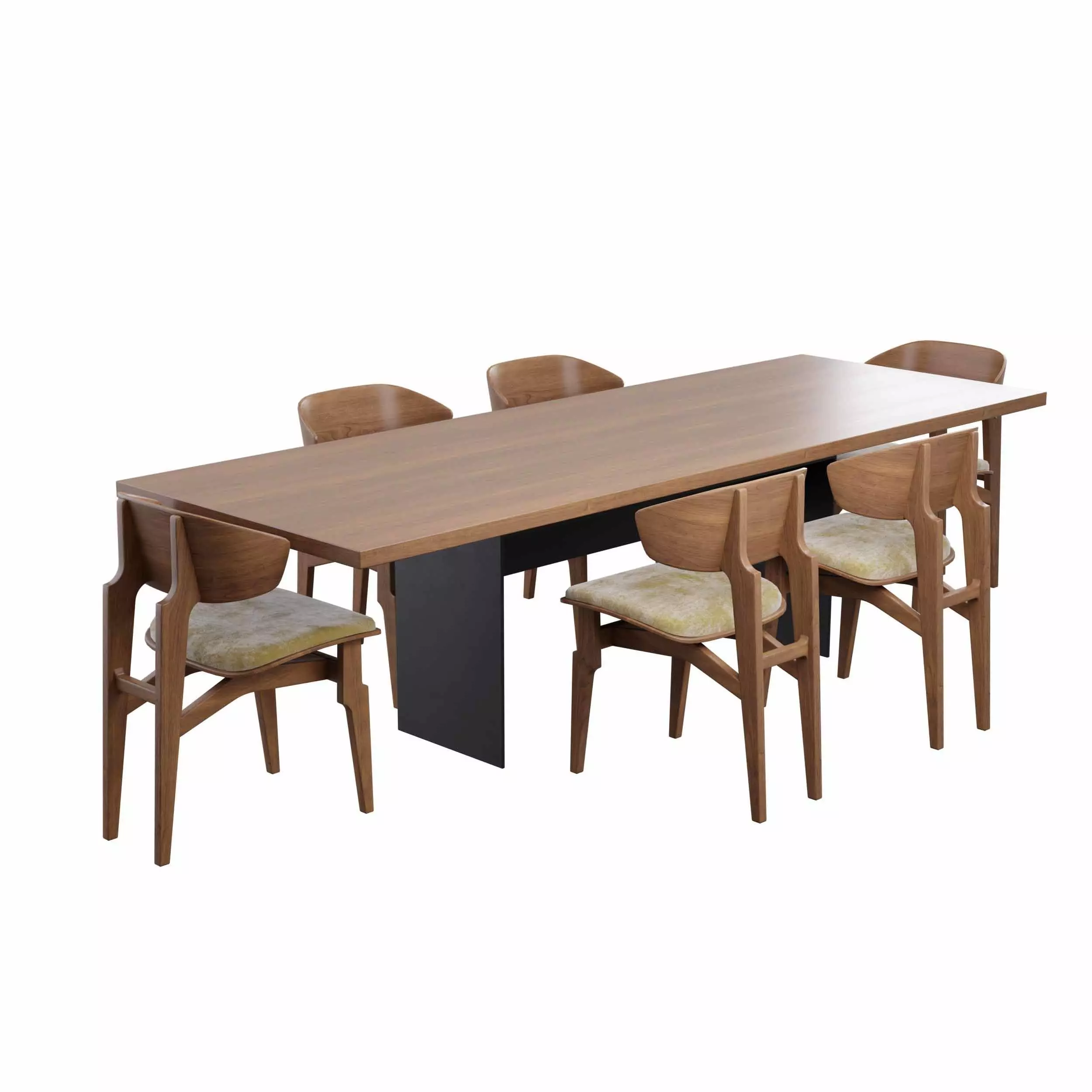 Dining set with table and chair 3D model_5