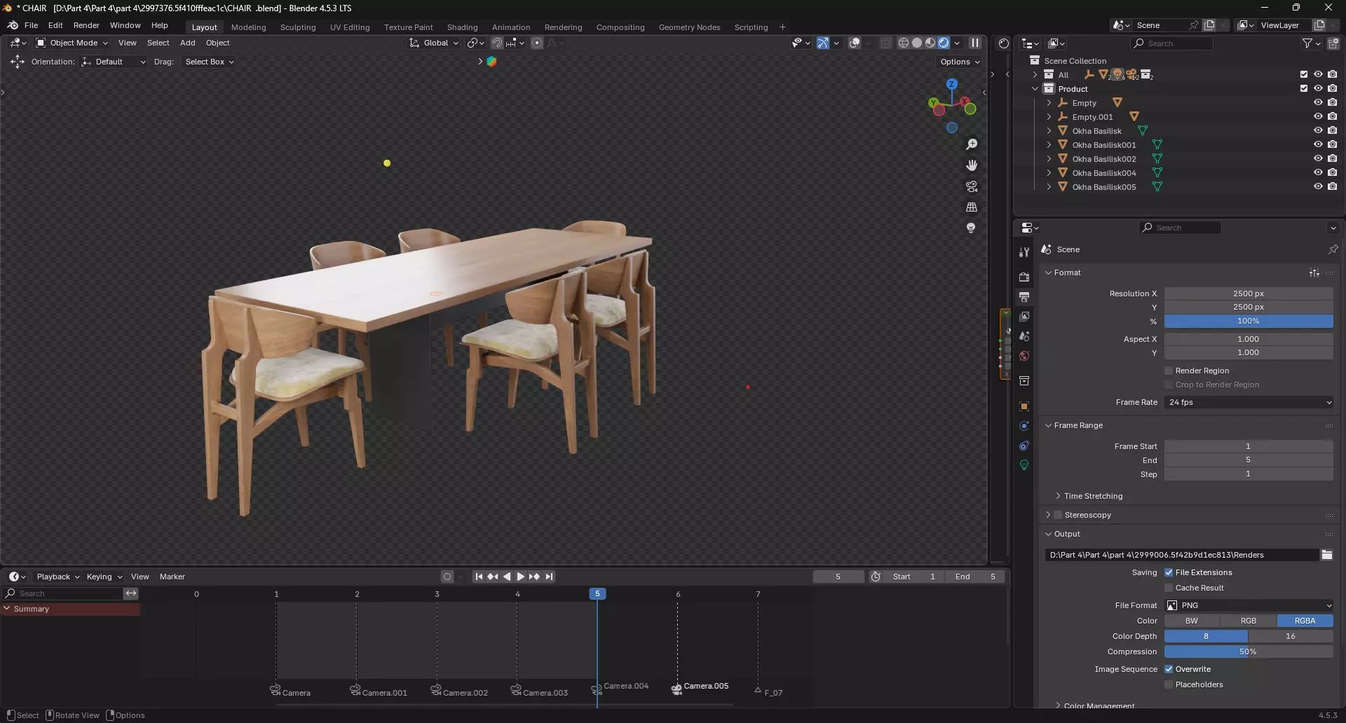 Dining set with table and chair 3D model_7