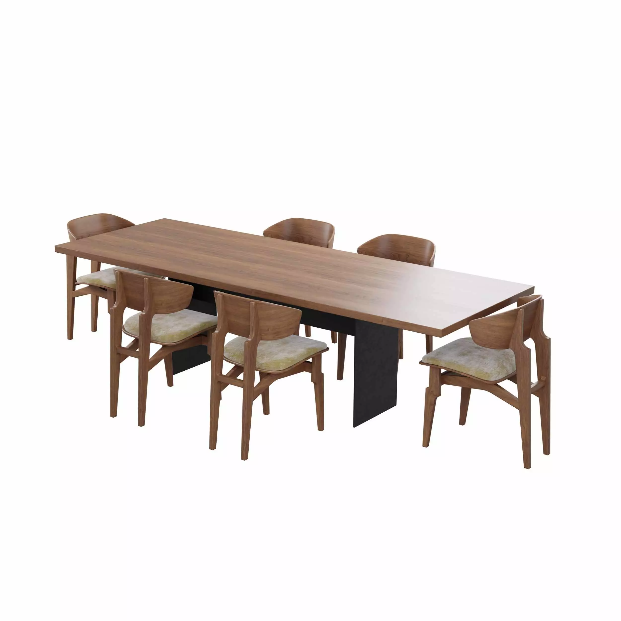 Dining set with table and chair 3D model_1