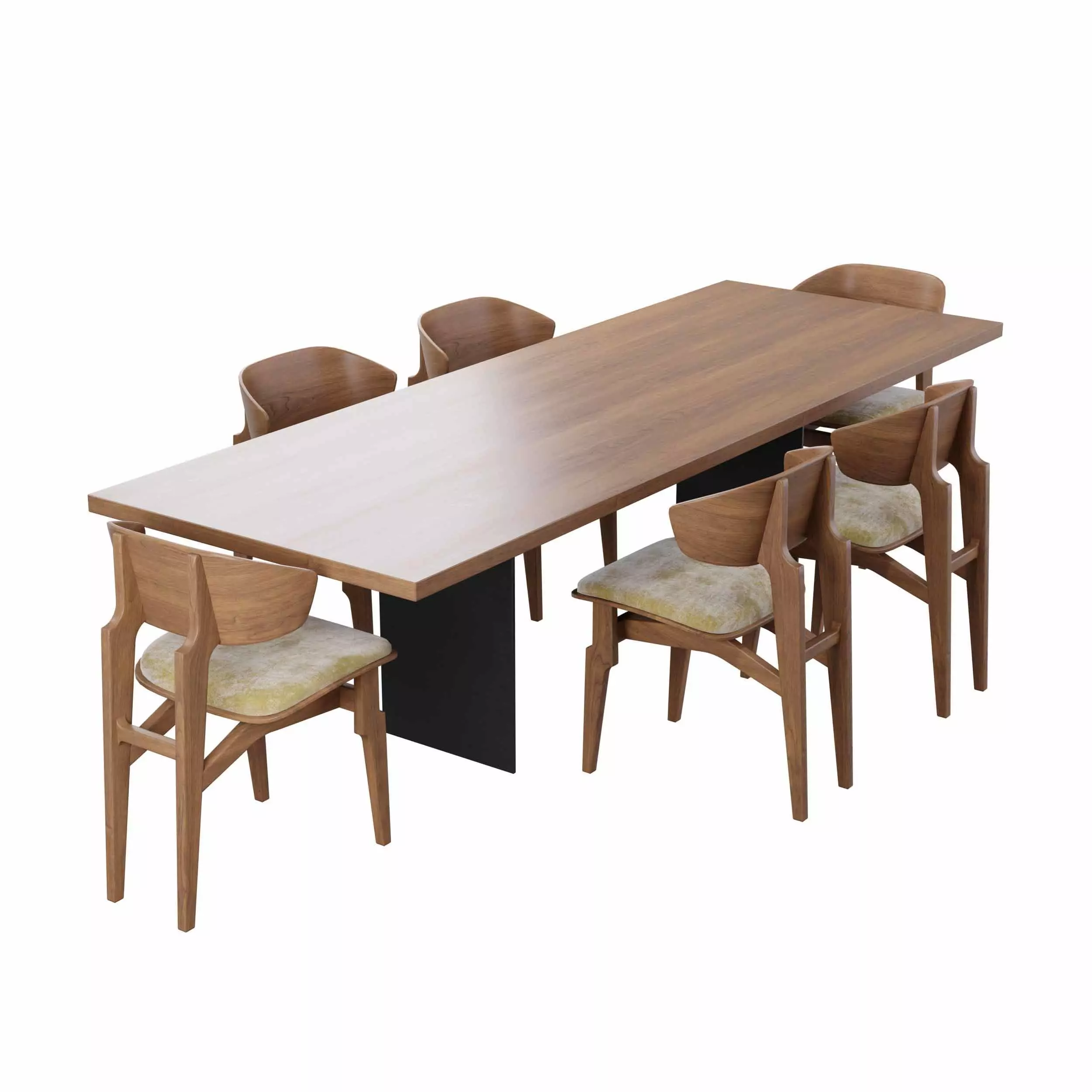 Dining set with table and chair 3D model_3