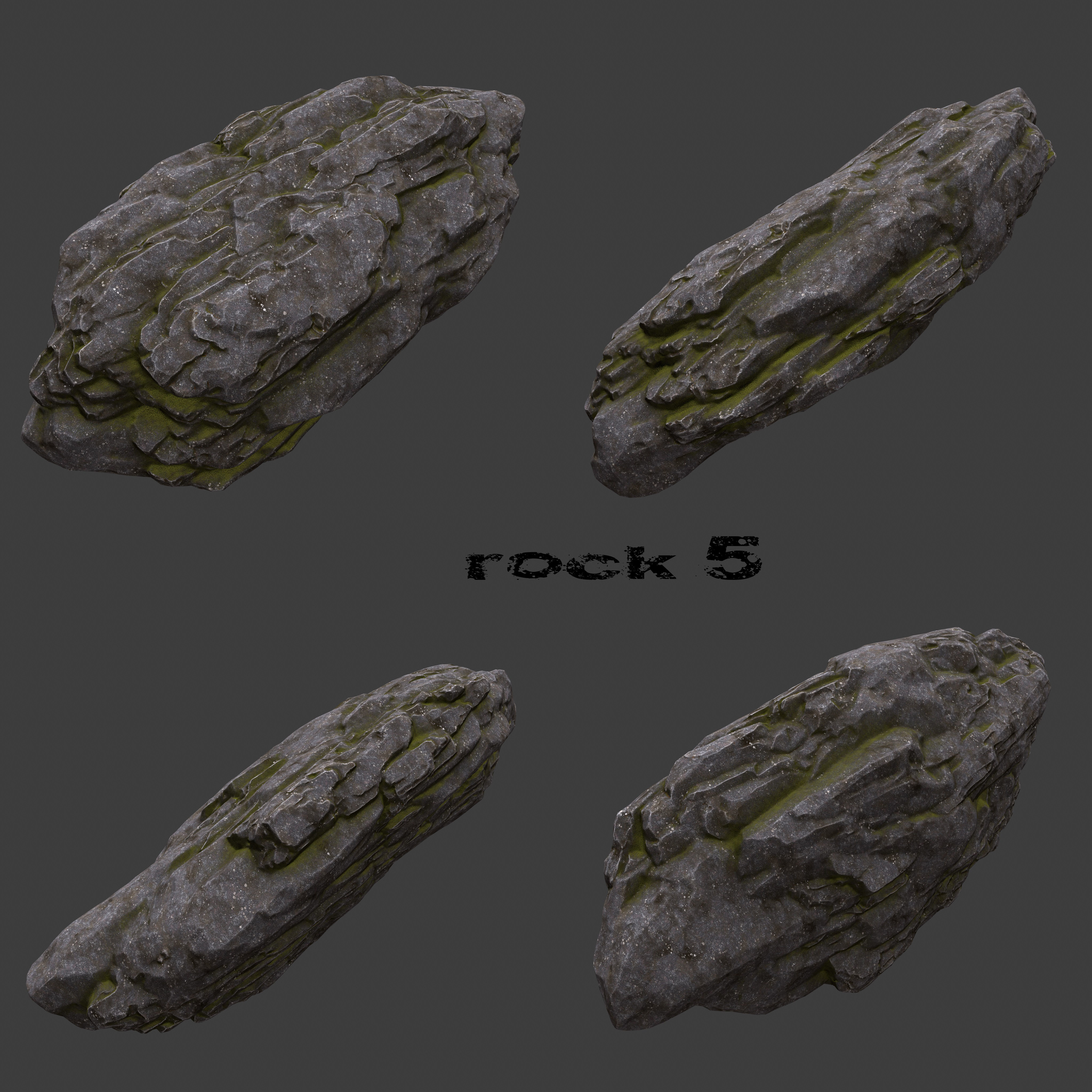 Rock Set rocky terrain texture pack Low-poly 3D model_7