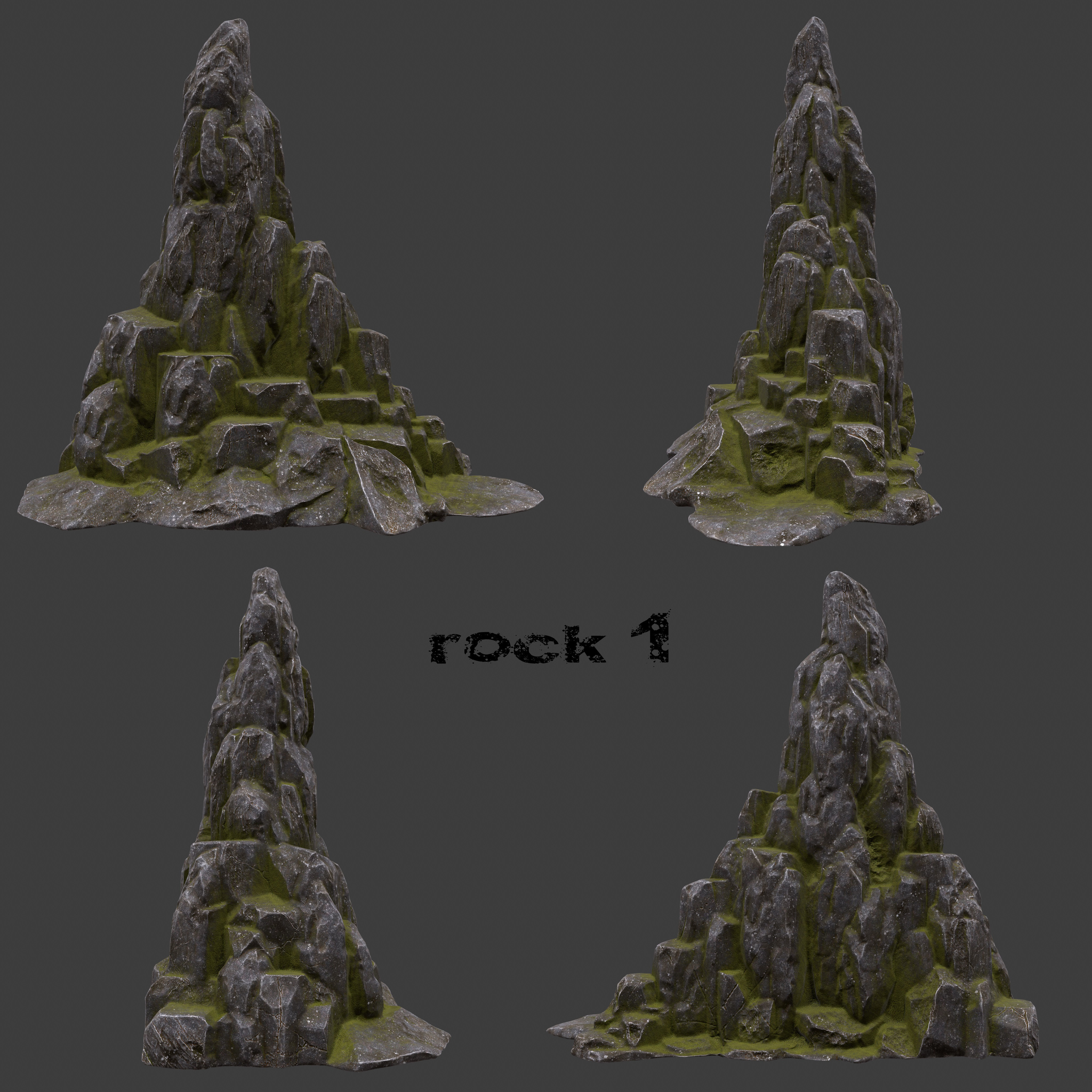 Rock Set rocky terrain texture pack Low-poly 3D model_1