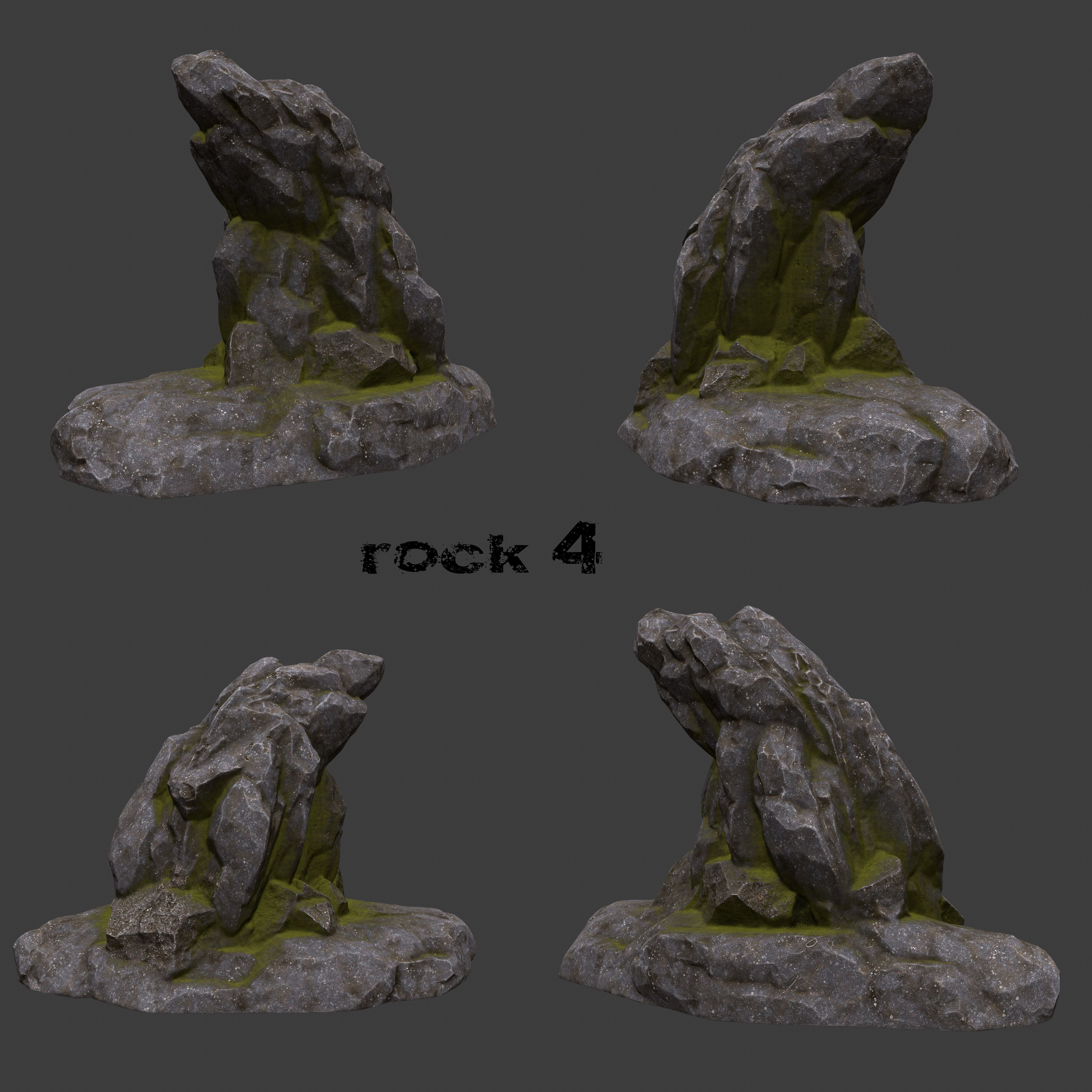 Rock Set rocky terrain texture pack Low-poly 3D model_4