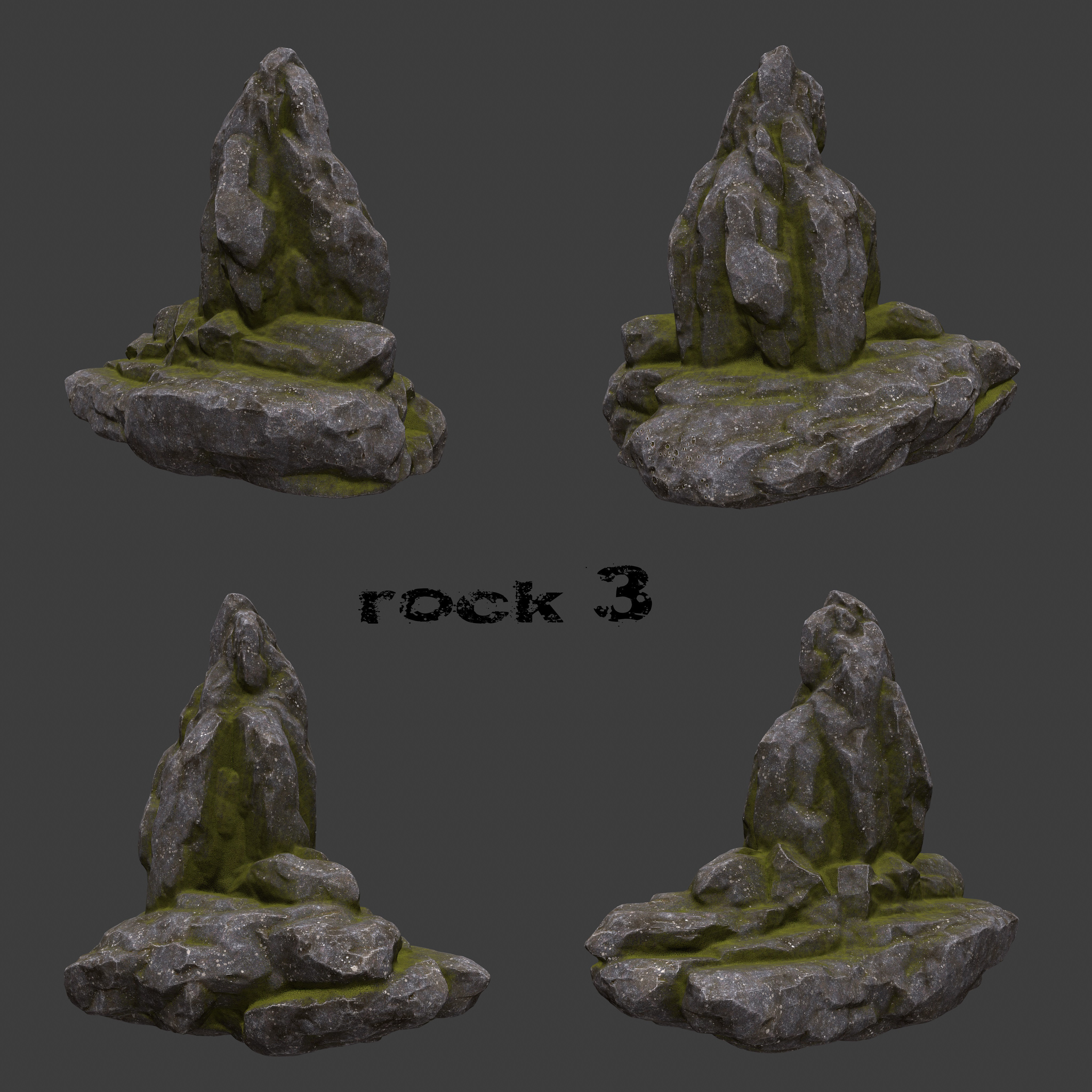 Rock Set rocky terrain texture pack Low-poly 3D model_6
