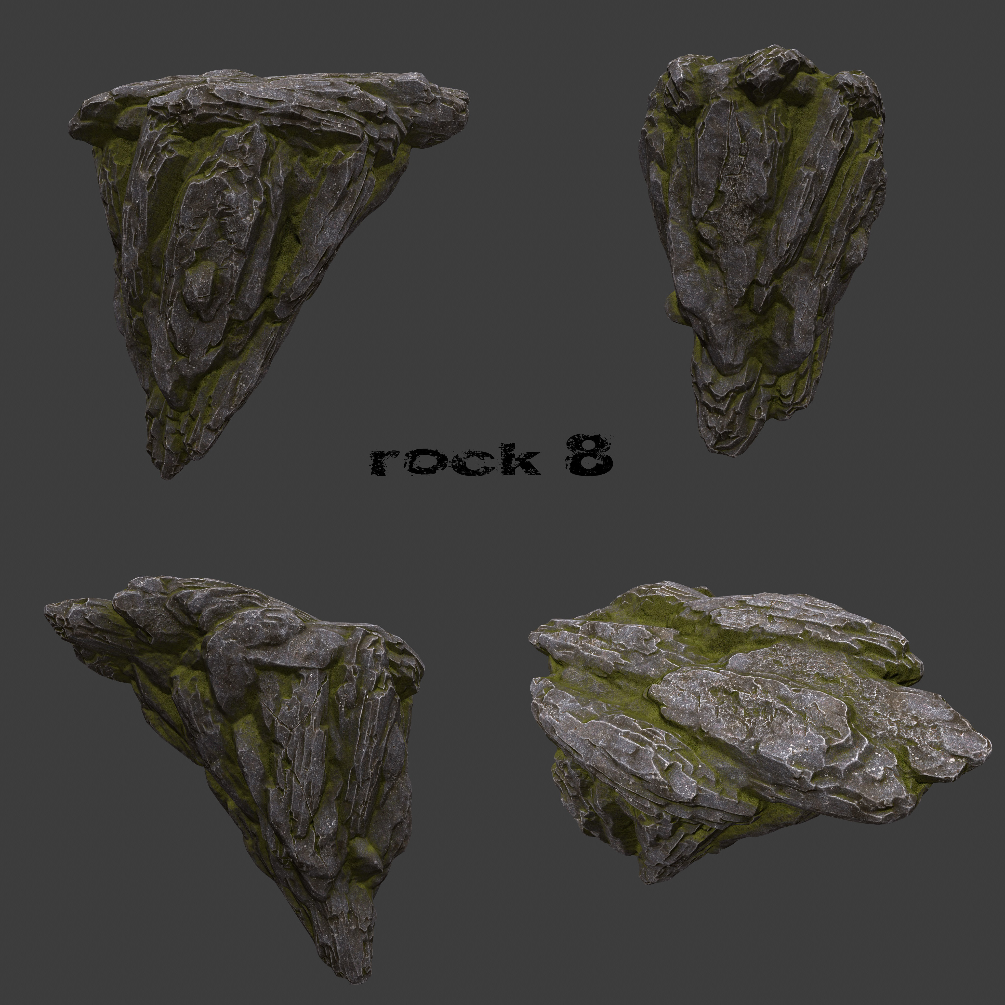 Rock Set rocky terrain texture pack Low-poly 3D model_8