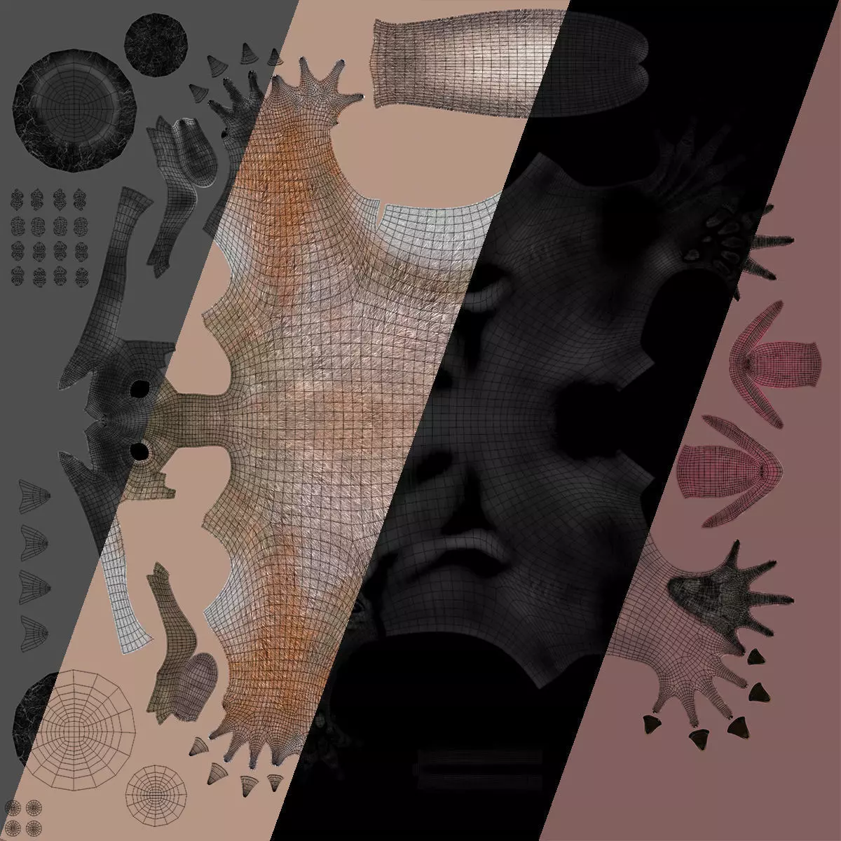 Brown Squirrel Fur Rigged 3D model_21