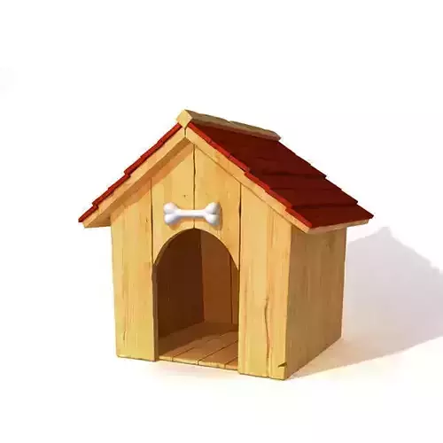 Doghouse wooden dog house with roof 3D model