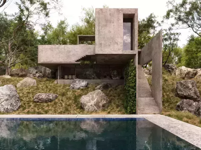 Brutalist Hillside Villa 
