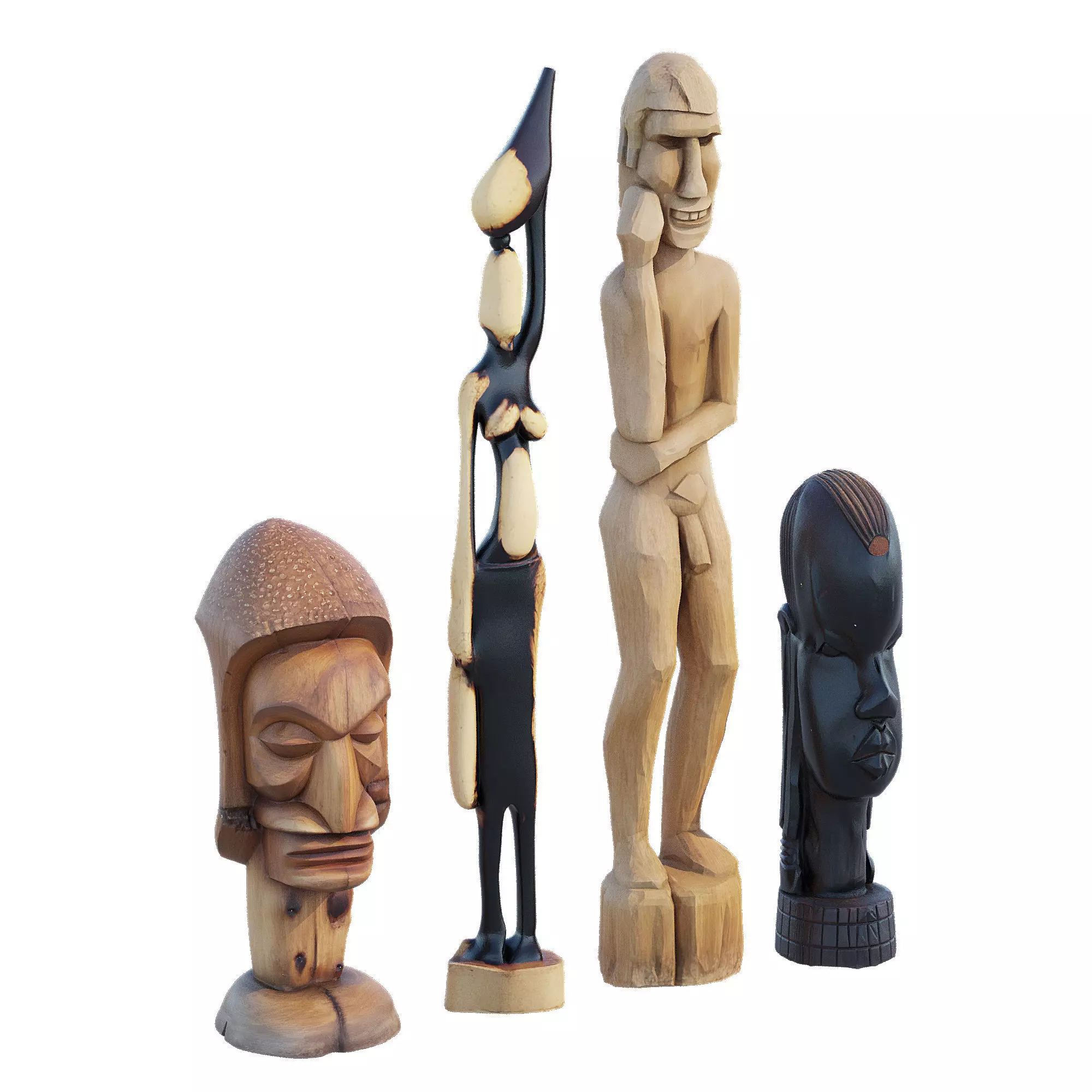 Wood bust 3D model_0