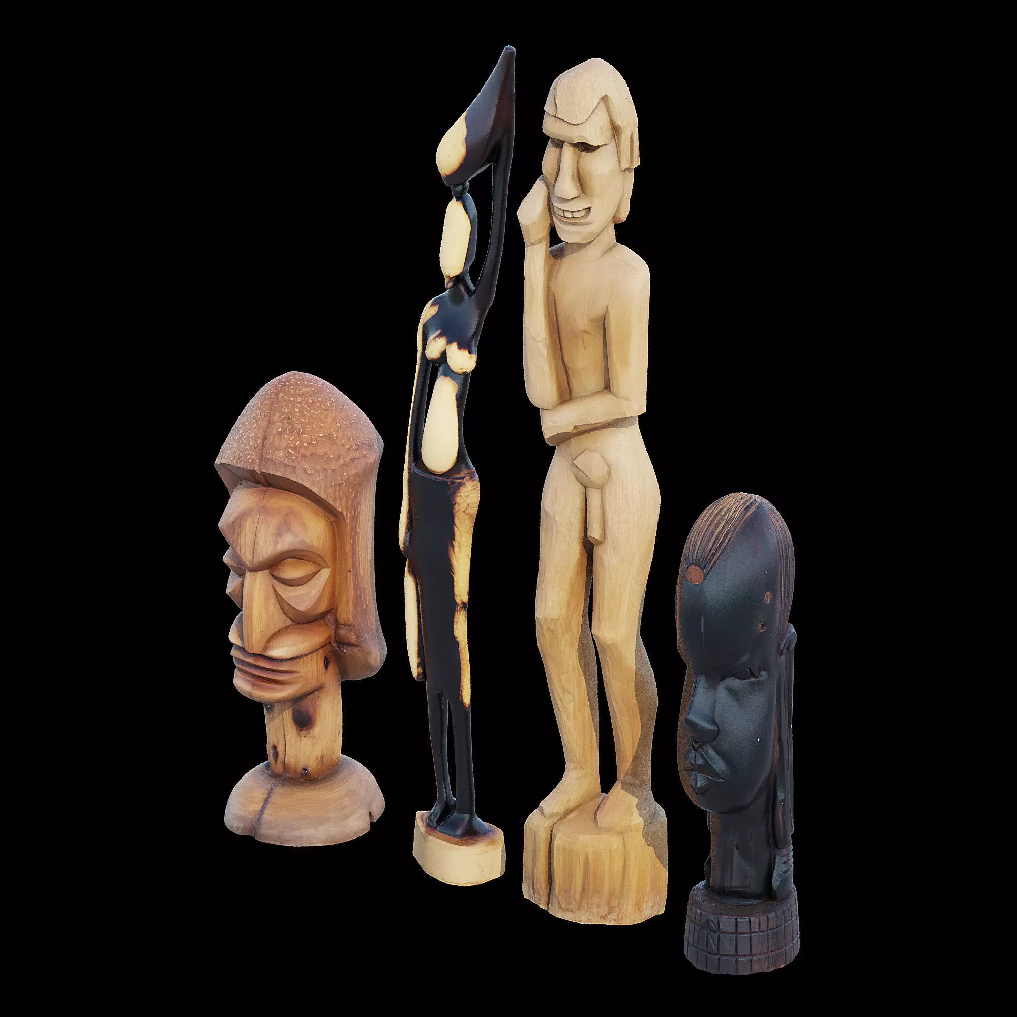 Wood bust 3D model_10