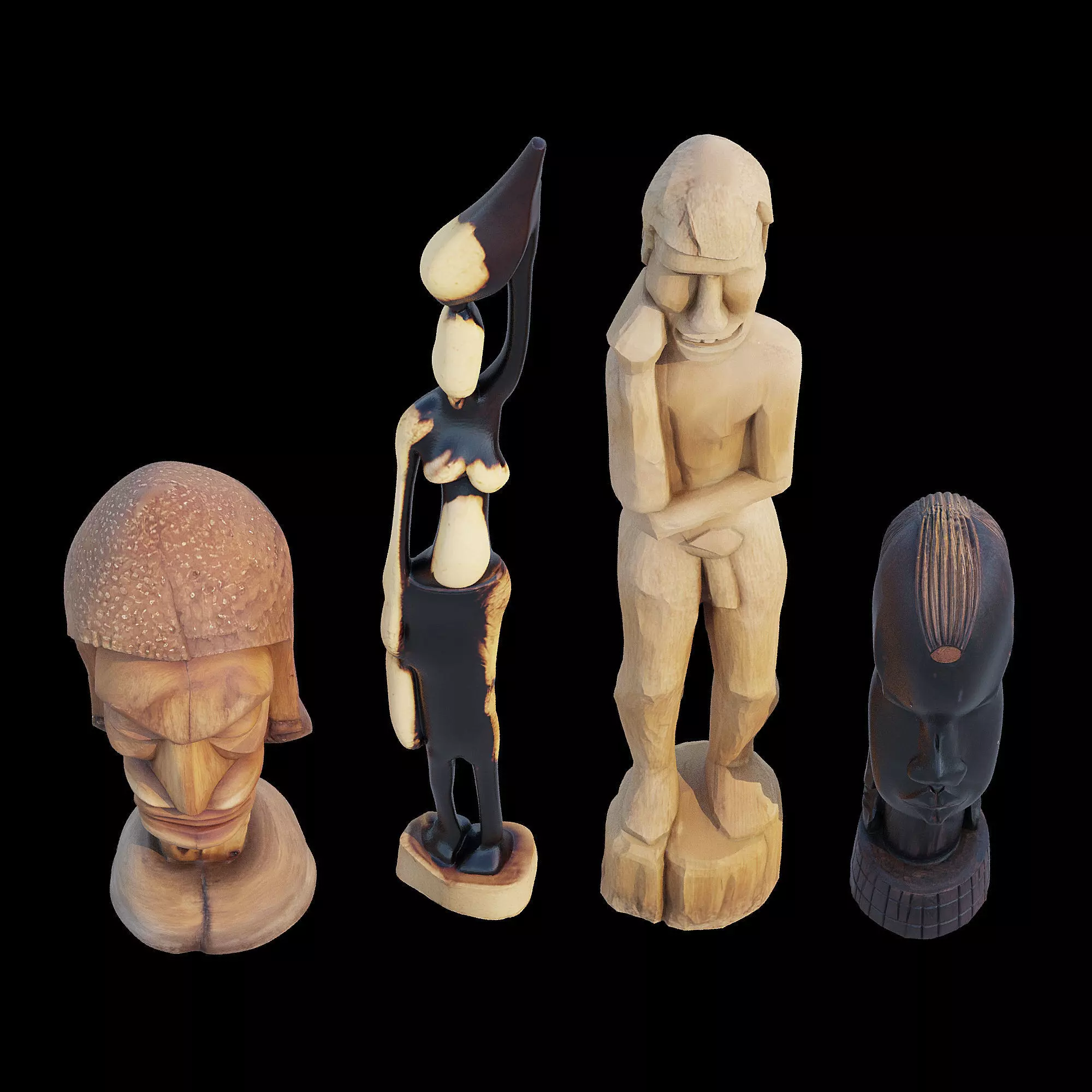 Wood bust 3D model_11