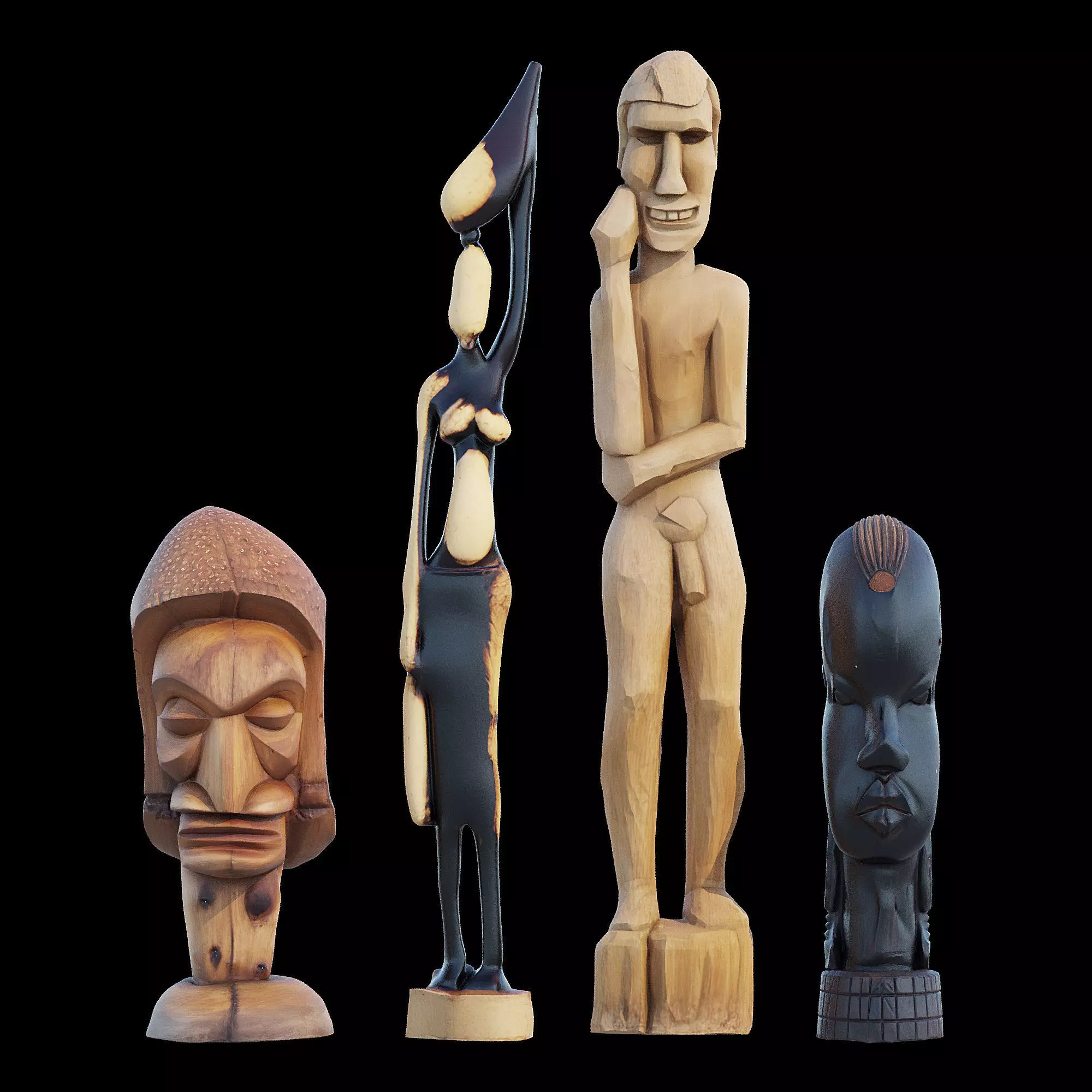 Wood bust 3D model_8