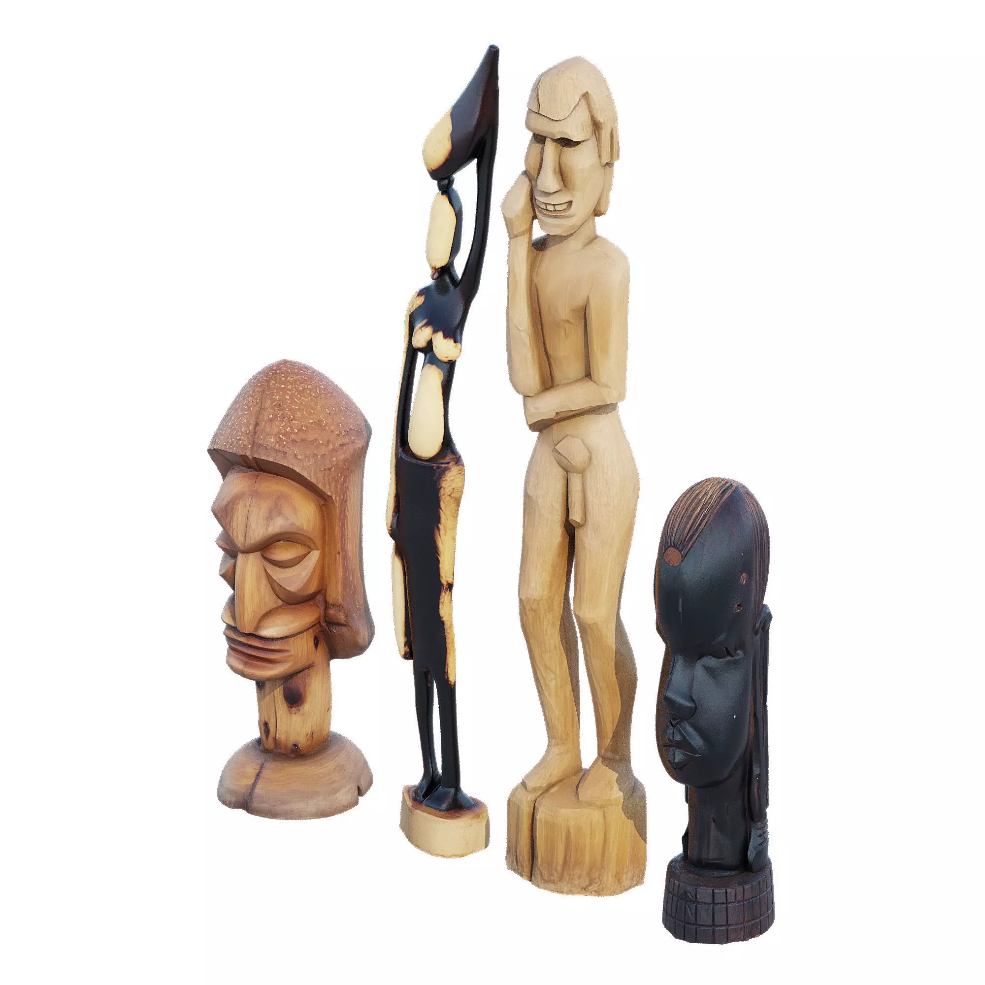 Wood bust 3D model_2