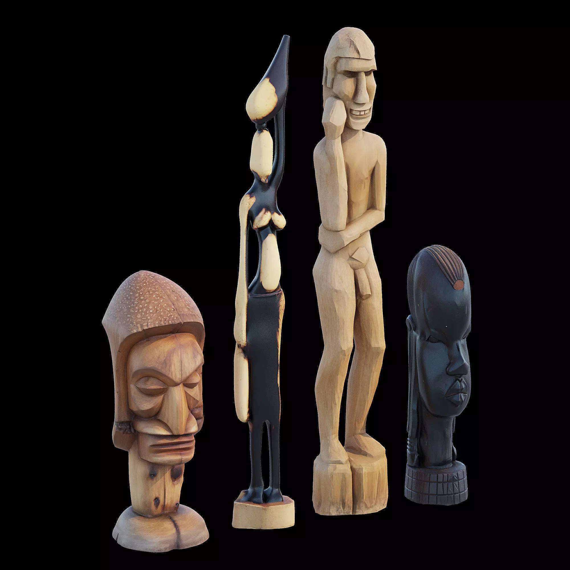 Wood bust 3D model_9