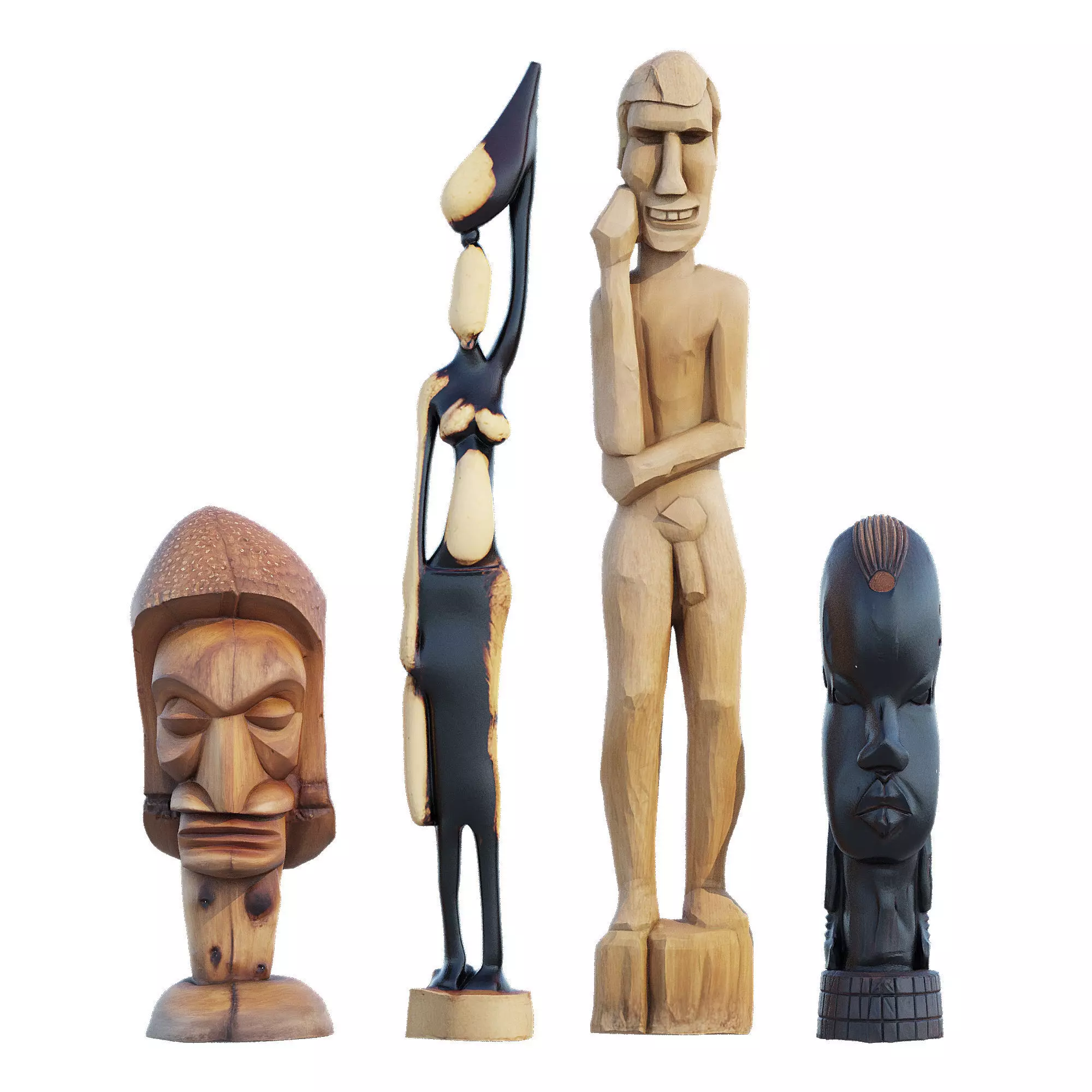 Wood bust 3D model_1