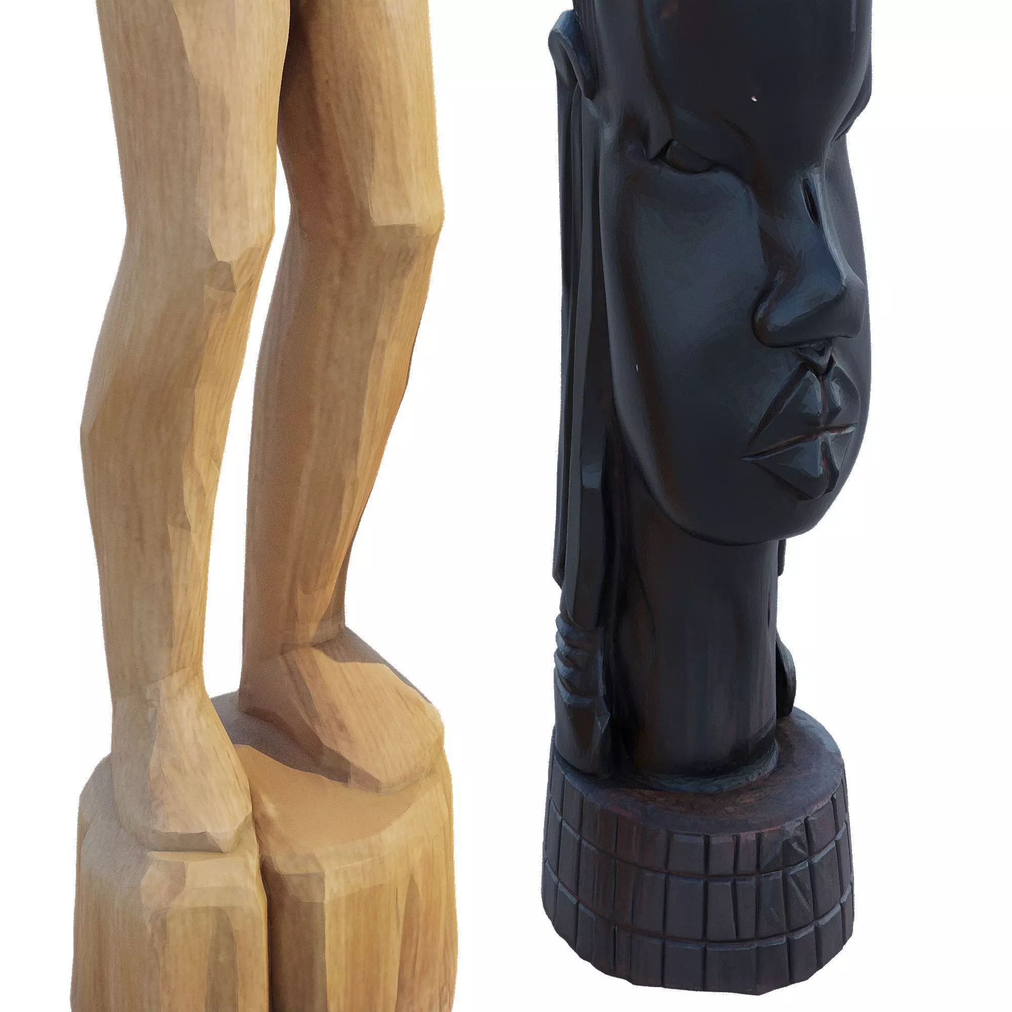 Wood bust 3D model_4