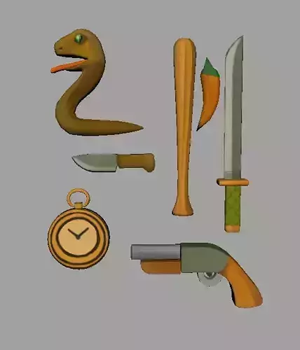 Lowpoly Cartoon weapons and props pack