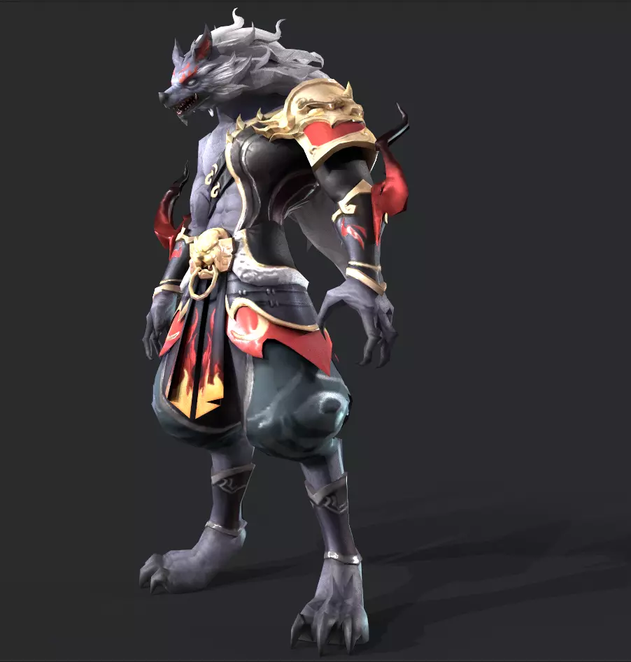 werewolf Low-poly 3D model_2
