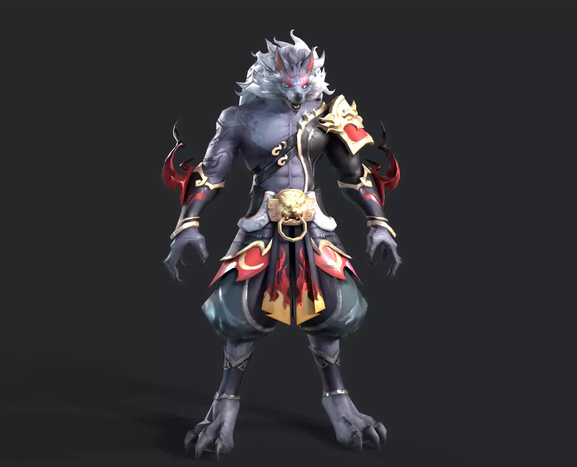 werewolf Low-poly 3D model_0