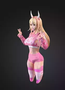 Chainsaw Man Anime 3D Girl Render