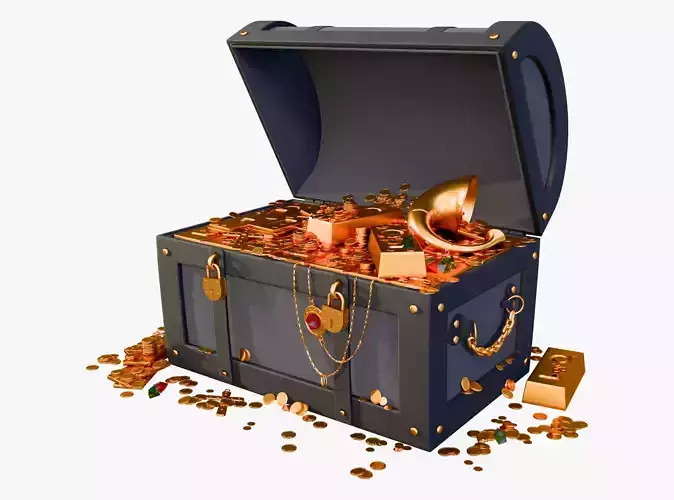 Treasure Chest With Gold and Gems M1