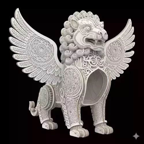 Flying Lion Hollow Sculpture Model