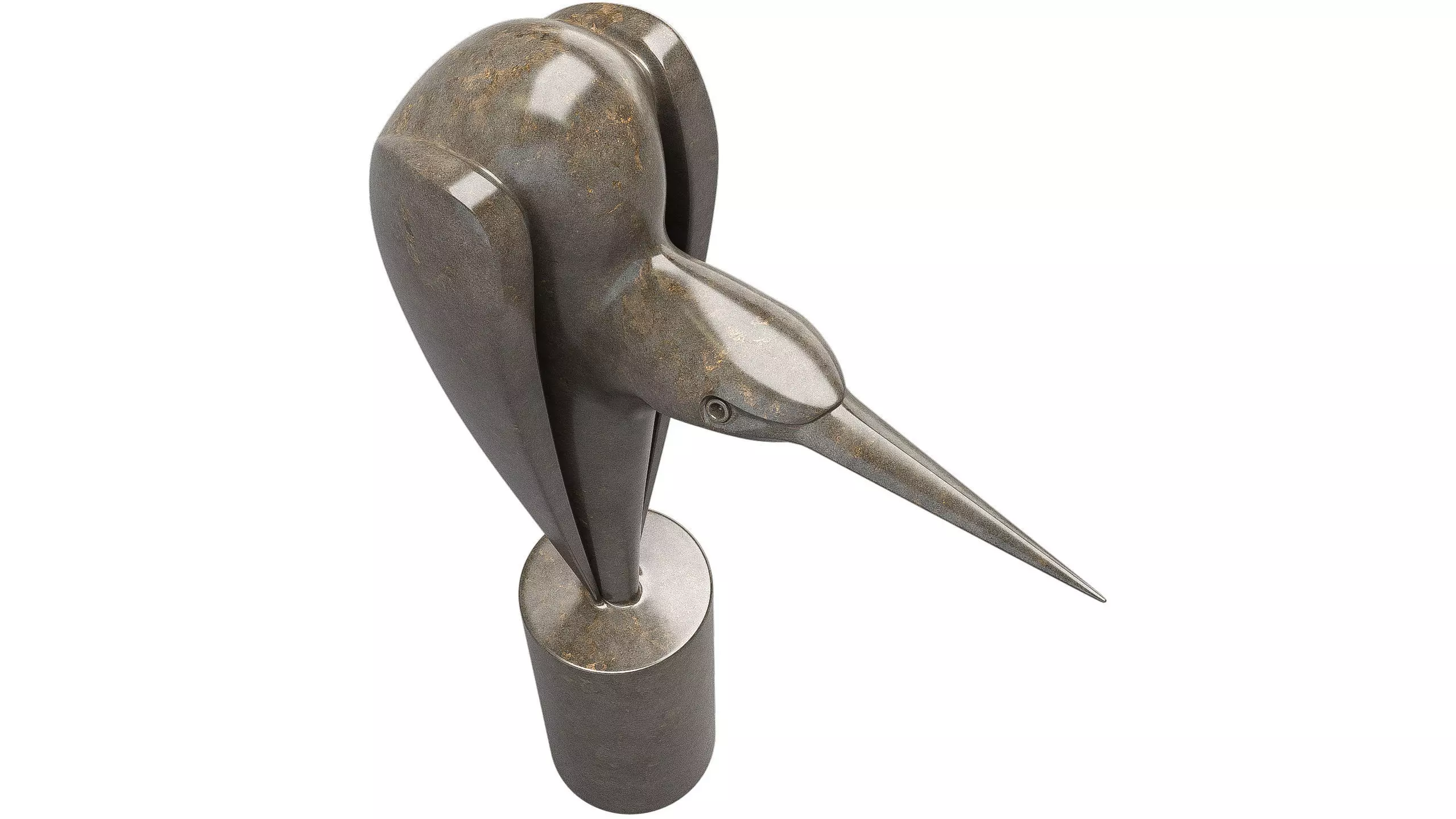 Bird Sculpture Low-poly 3D model_4