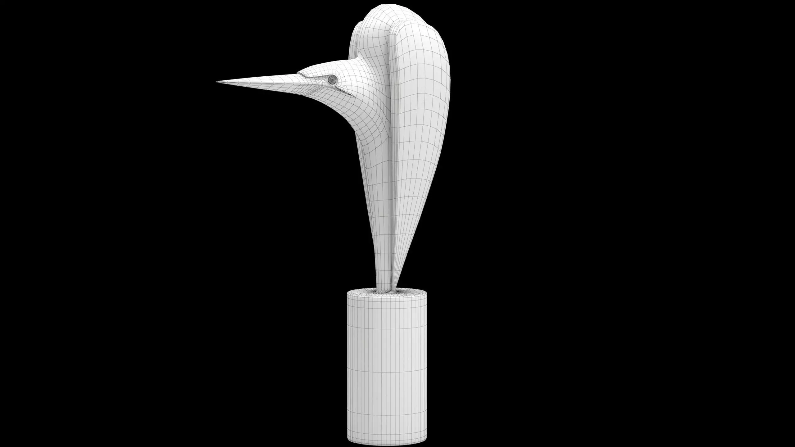 Bird Sculpture Low-poly 3D model_8