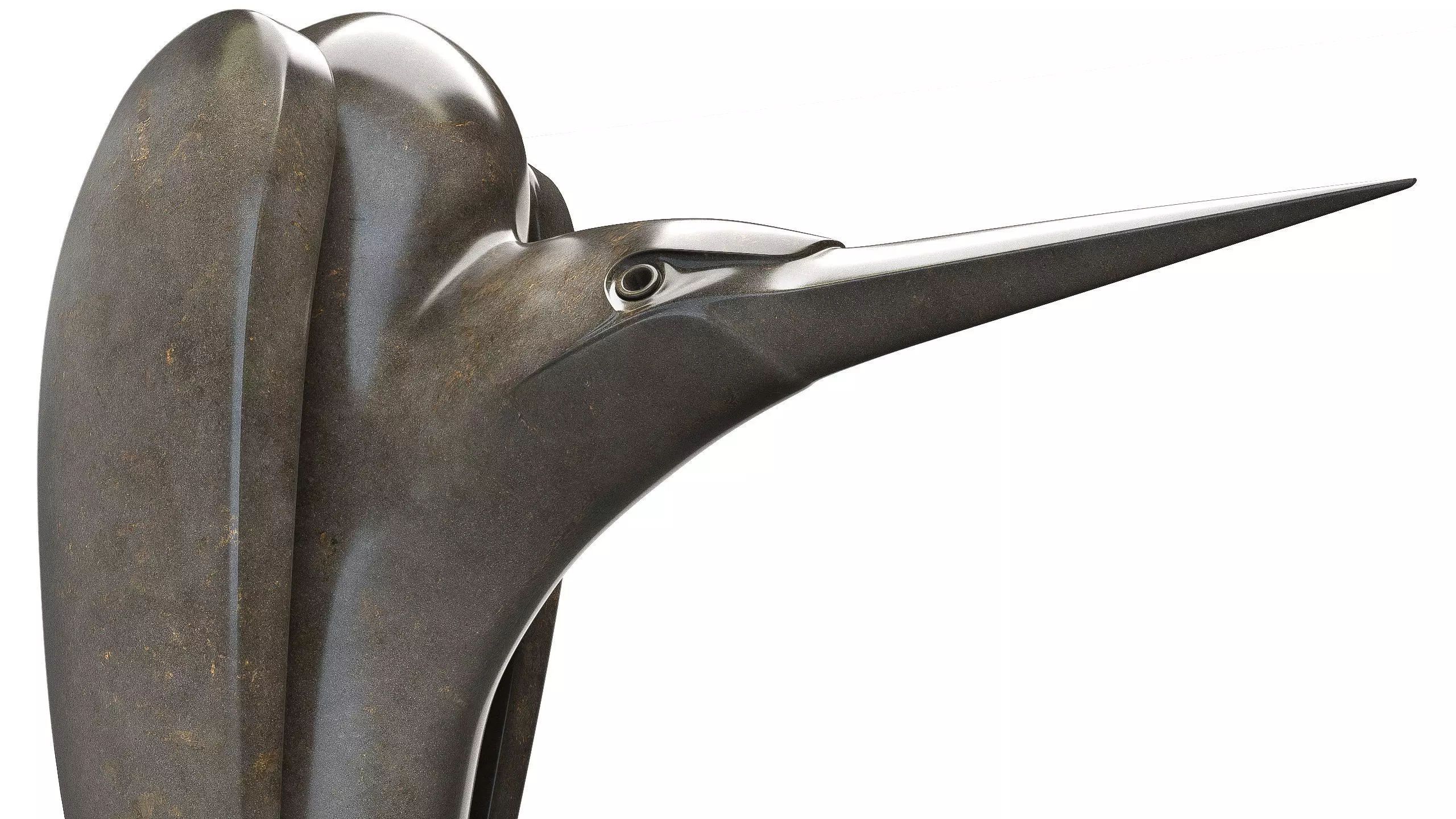 Bird Sculpture Low-poly 3D model_7