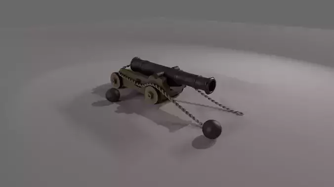Low Poly Stylized Cannon  Game-Ready 3D Model