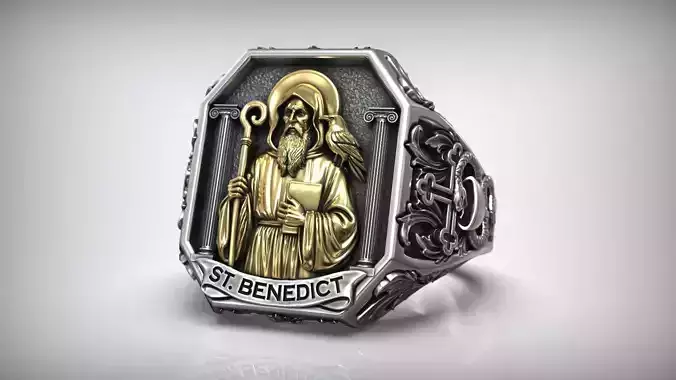 Saint Benedict Christian Catholic Cross Signet Raven Crosier 3D print model
