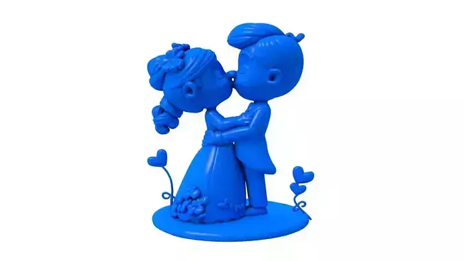 3d Kiss - Wedding Couple-  Cute Couple Holding Hear 