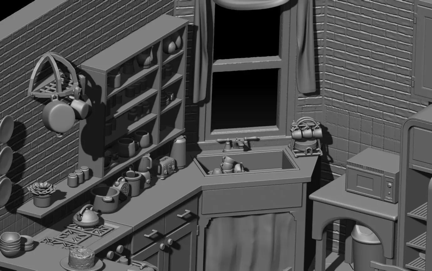 3d printable Friends diorama-monica gellar kitchen 3D print model_2