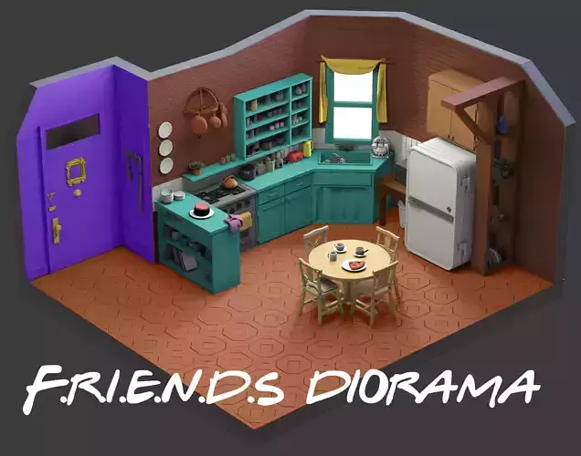 3d printable Friends diorama-monica gellar kitchen 