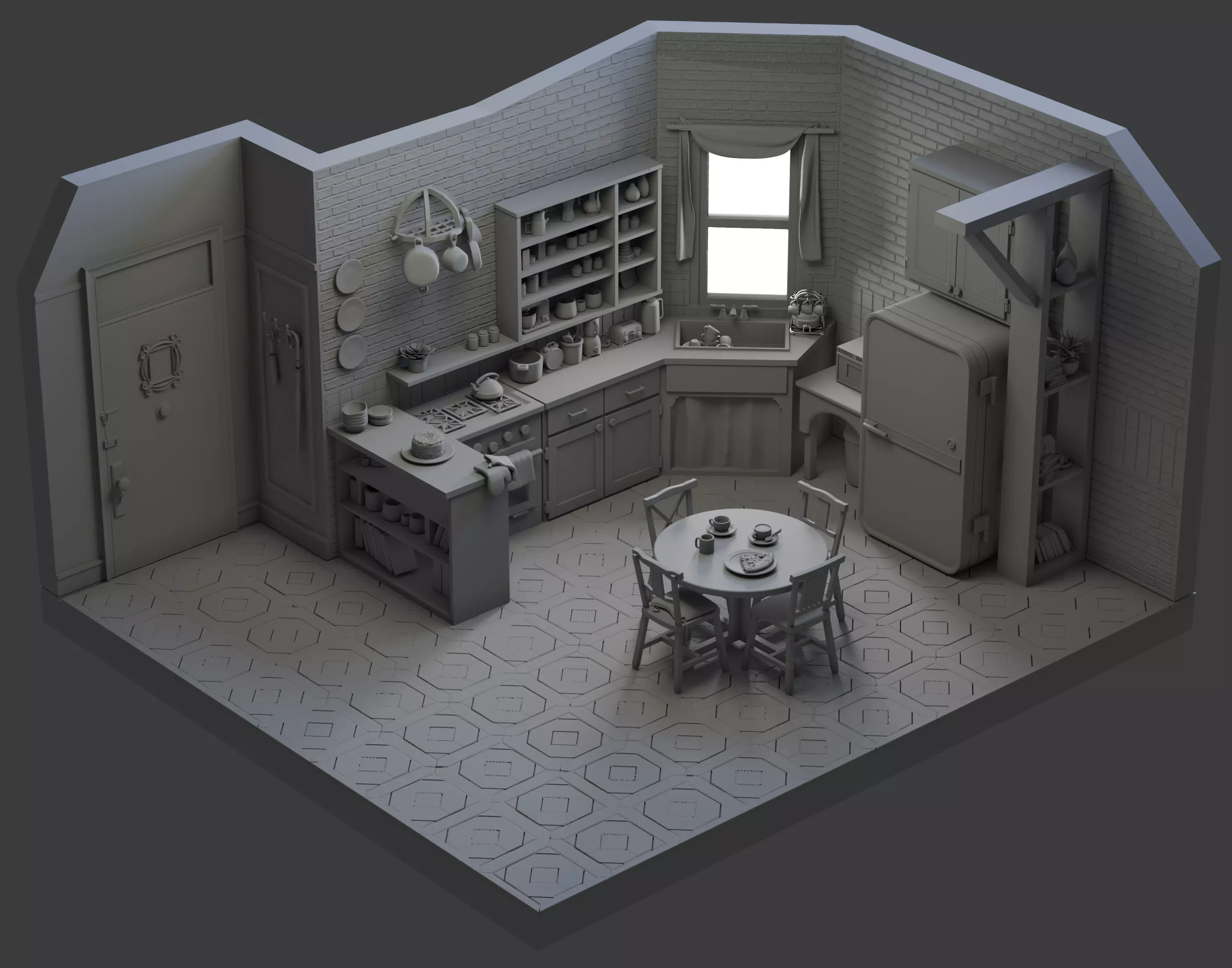 3d printable Friends diorama-monica gellar kitchen 3D print model_0