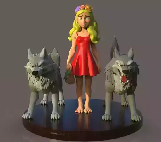 Girl and wolves