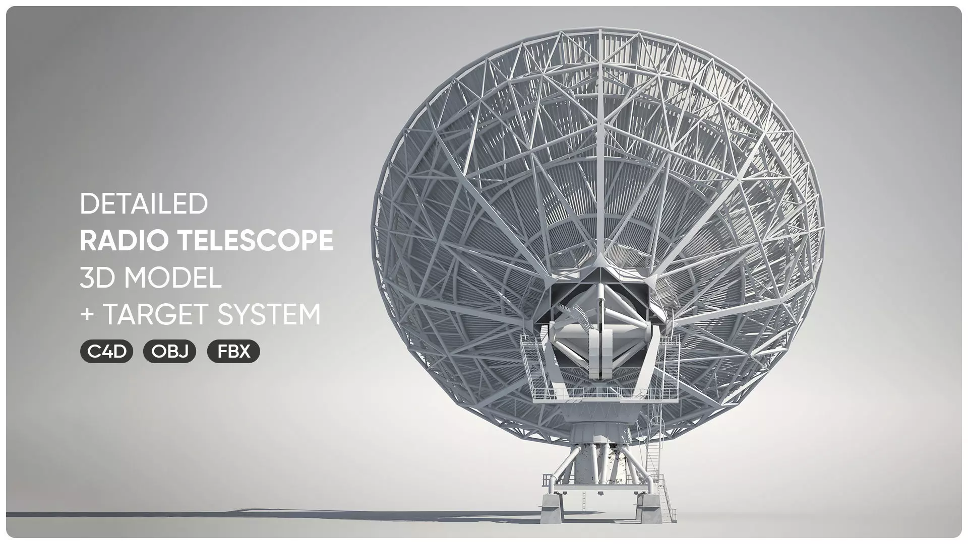 High Detail Radio Telescope 3D Model 3D model