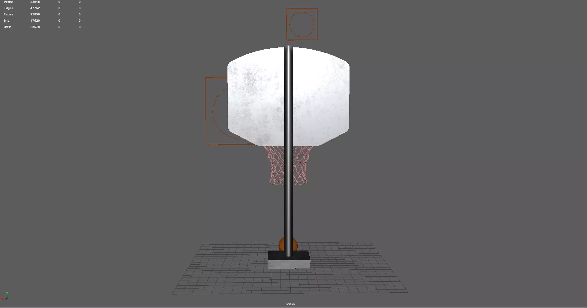Basketball Hoop Low-poly 3D model_7