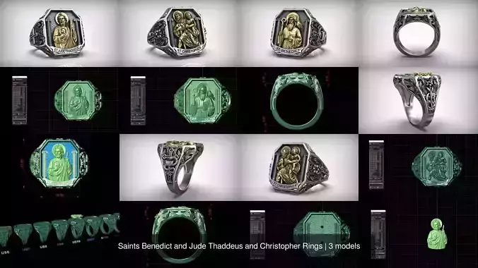 Saints Benedict and Jude Thaddeus and Christopher Rings