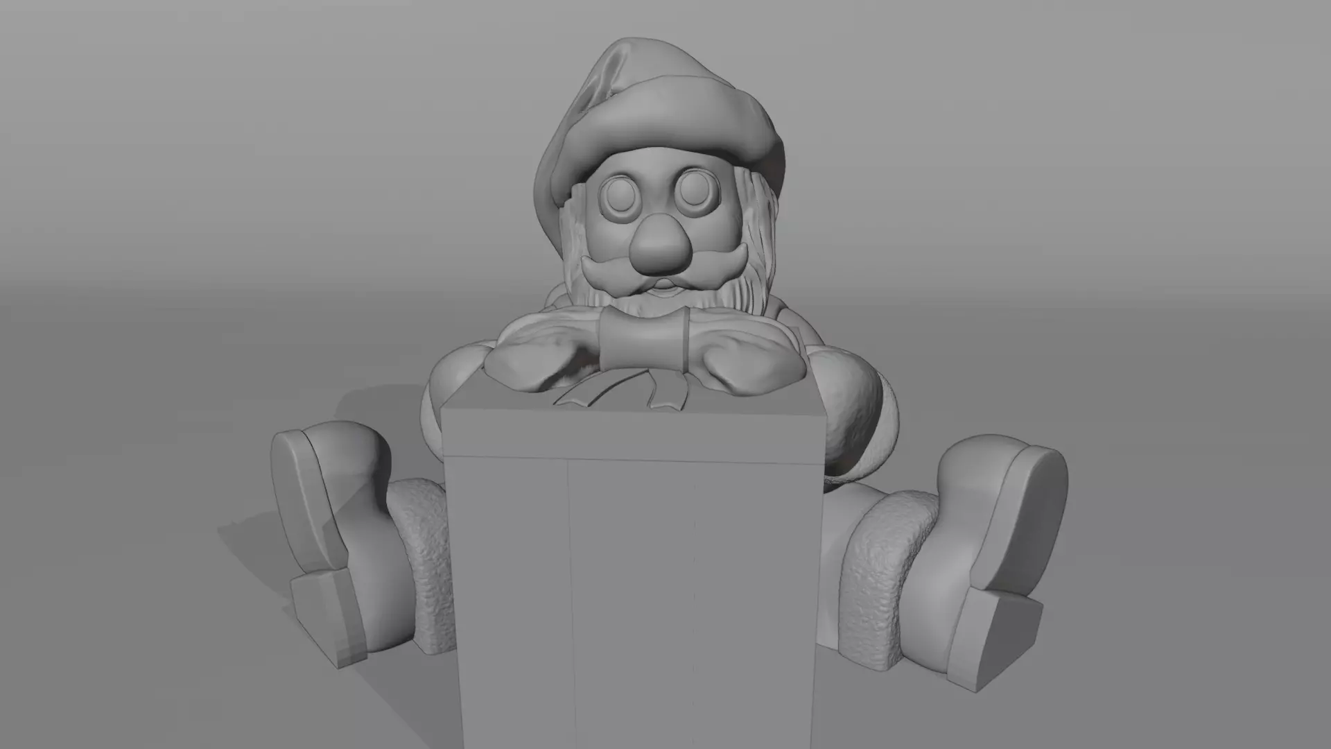 Santa Claus with gift 3D print model_2